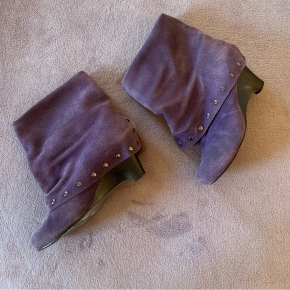 Naughty Monkey Purple Suede & Stud Trim Ankle Boots - Picture 2 of 7